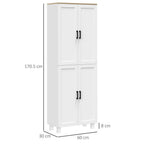 Modern Kitchen Cupboard Storage Cabinet with 4 Shelves, White