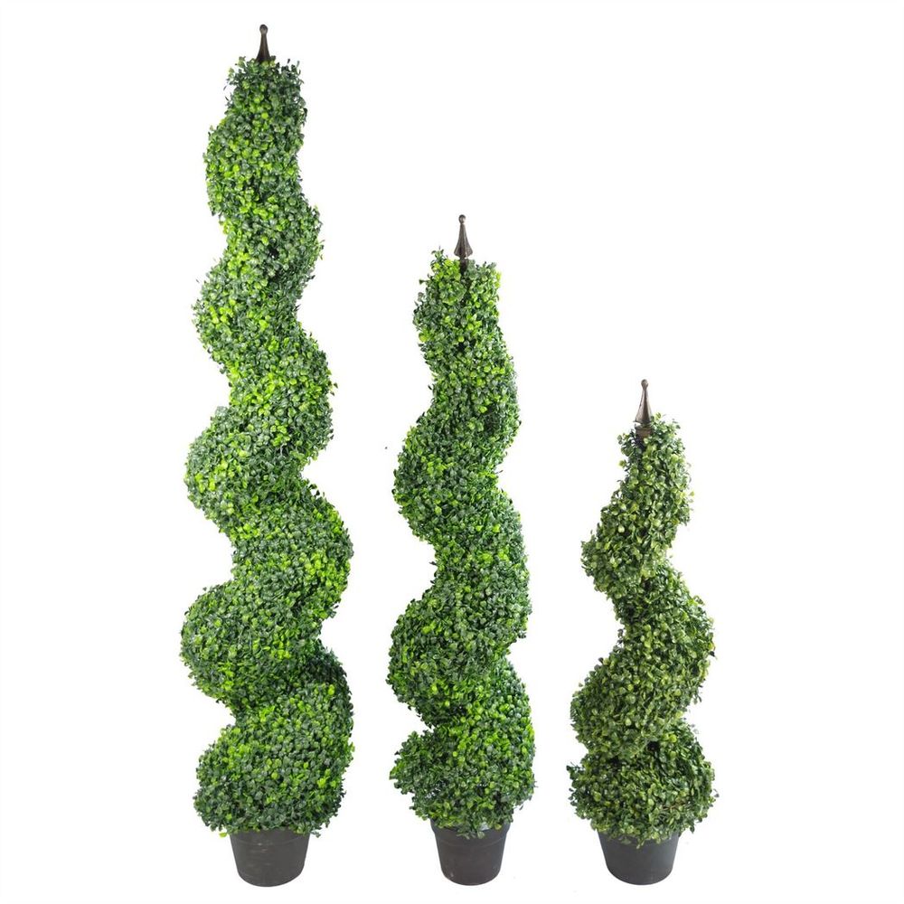 120cm (4ft) Artificial Boxwood Tower Trees - Set of 2 - Indoor/Outdoor Use