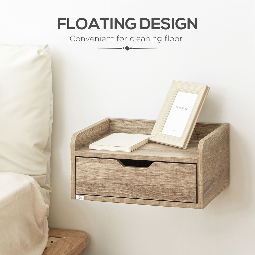 Floating Nightstand Set - Wall Mounted Bedside Table with Drawer - Pack of 2