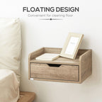 Floating Nightstand Set - Wall Mounted Bedside Table with Drawer - Pack of 2