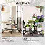 3 Tier Metal Corner Plant Stand for Garden Balcony Patio, Black