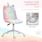 Fluffy Unicorn Office Chair: Swivel Wheel, Cute Desk Chair, Rainbow; Comfortable, Fun Design