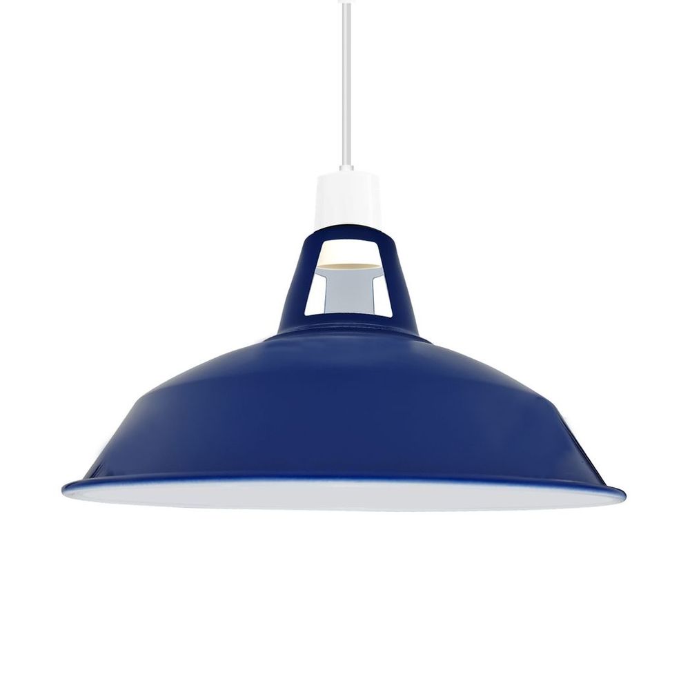 Navy Blue Metal Lamp Shades in a Vintage Retro Style Antique Shades