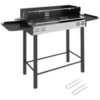 Charcoal Spit Roasting Machine w/ 3-Tier Grill Grate & Foldable Shelves