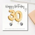 Gold Balloon Earring Set - 30th Birthday with Message Card