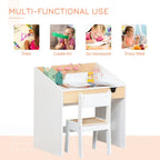 Kids Desk and Chair Set 2 Pieces Children Study Table with Storage Pull-Out Drawer Bookshelf for 3-6 Years Writing, Reading, Drawing