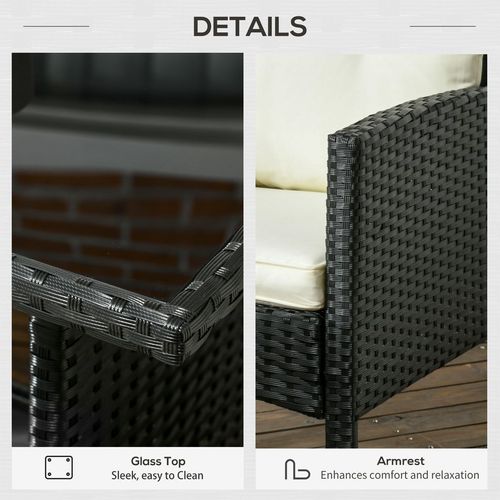 Rattan Garden Furniture Sofa Set, 2 Armchairs 2 Footstools Table White