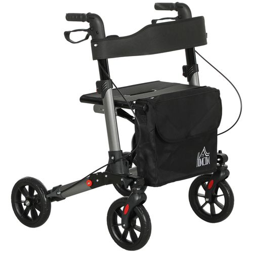 4 Wheel Rollator Walker, Adjustable Mobility Walker with Bag, Silver