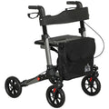4 Wheel Rollator Walker, Adjustable Mobility Walker with Bag, Silver