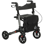 4 Wheel Rollator Walker, Adjustable Mobility Walker with Bag, Silver