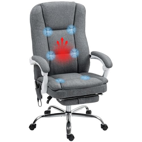 Massage Office Chair, Heated Reclining Desk Chair, Grey