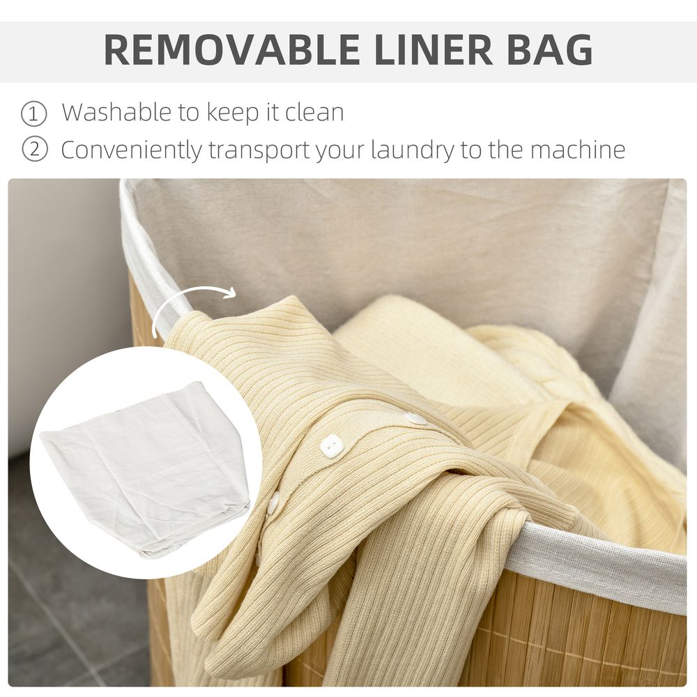 55L Bamboo Corner Laundry Hamper Bamboo Laundry Basket 38x38x57cm