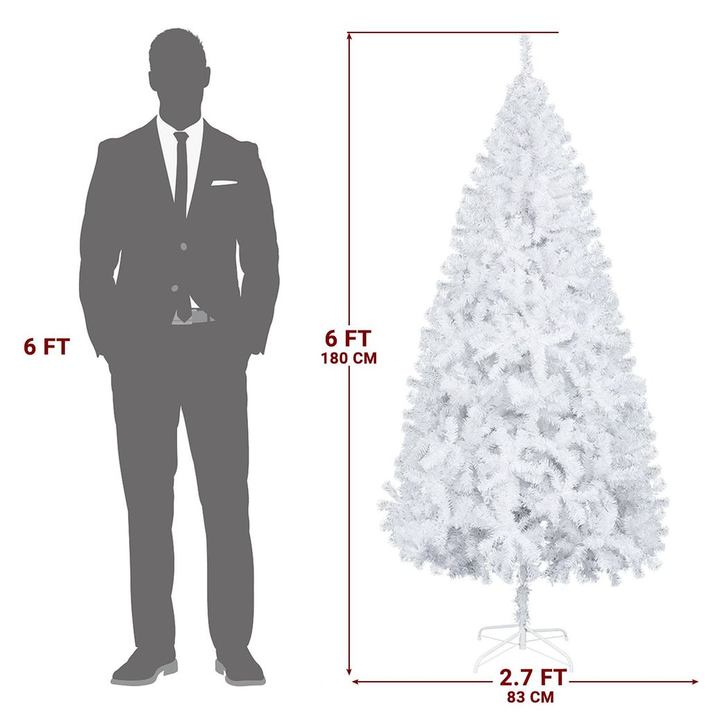 6FT Iron Leg White Christmas Tree with 400 Branches