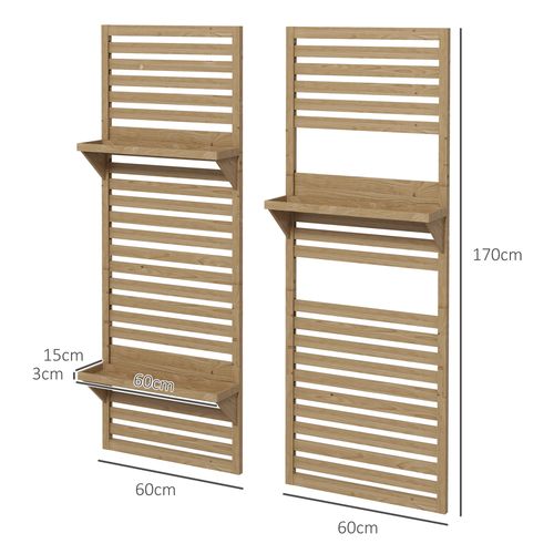 Wall Mounted Plant Stands Set of 2 with Shelves and Slatted Trellis