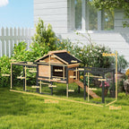 Rabbit Hutch Outdoor with Steel Run Removable Plastic Tray Natural
