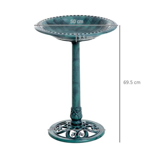 50cm Outdoor Bird Bath Fountain, Decrative Garden Feeder Stand Green
