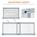 Adjustable Wooden Pet Gate Freestanding Dog Barrier for Doorway, Grey