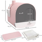 Cat Litter Box Kitten Litter Tray w/ Lid, Scoop, Filter, Flap Door, Pink