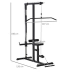 Lat Pull Down Machine with Extra Pulley for Seated Rows, Cable Pulley System with Adjustable Seat for Home Gym