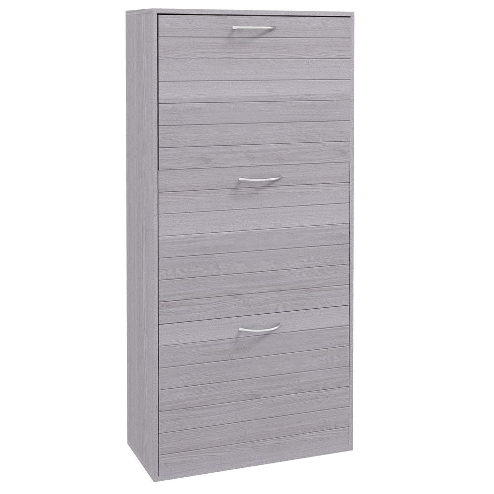 Slim Shoe Storage Cabinet with 3 Flip Drawers for 12 Pair of Shoes