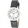 Men's Classic Leather Strap Watch - Quality Quartz Movement, Easy Read Arabic Dial Black Silver 1