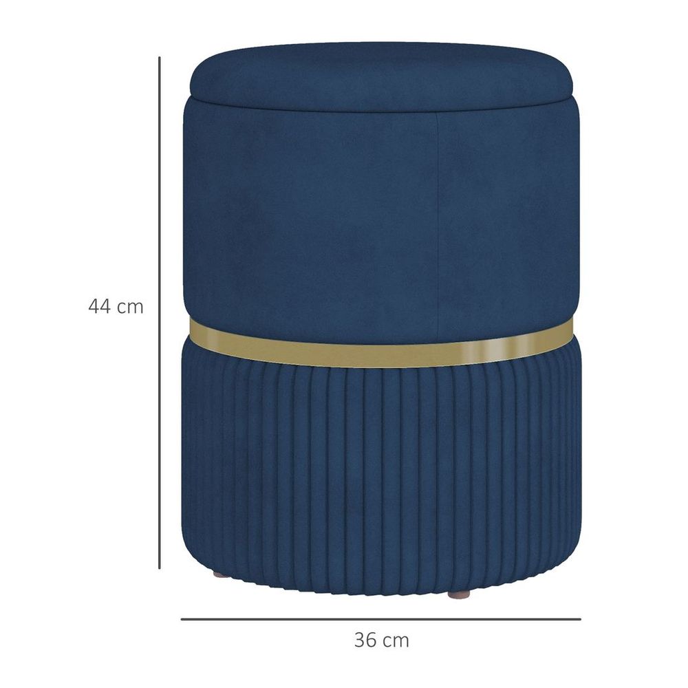 Round Pouffe, Storage Footstool with Cushioned Top, Hidden Space