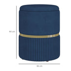 Round Pouffe, Storage Footstool with Cushioned Top, Hidden Space