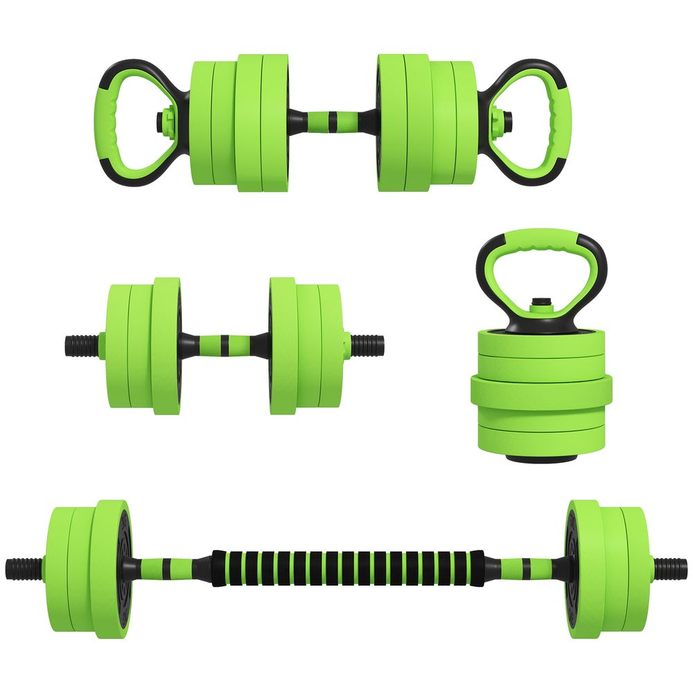 4-in-1 Fitness Set: Dumbbells, Barbell, Kettlebell, Push Up Stand, 20kg
