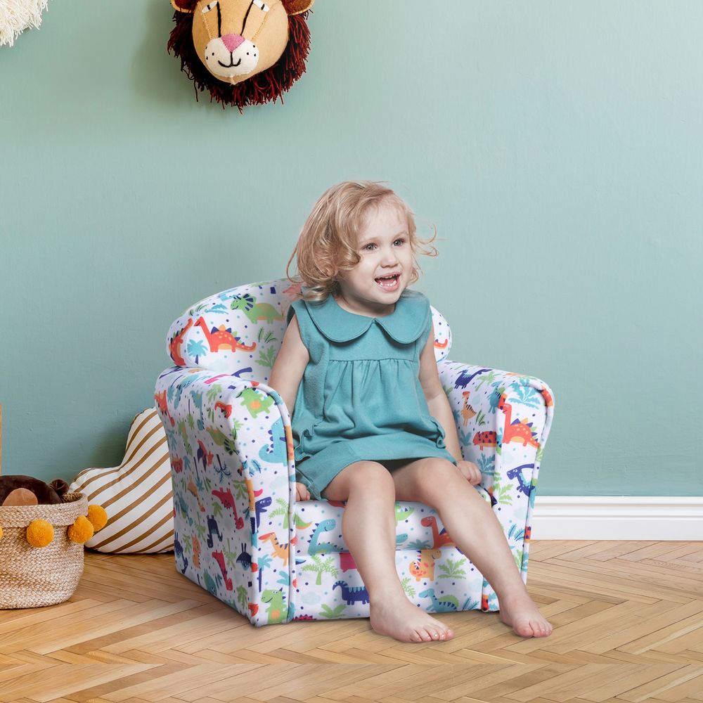 Cartoon Flannel Kids Armchair - Non-slip, Wooden, - for Ages 18-36 Months
