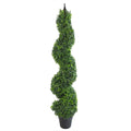 120cm (4ft) Tall Artificial Boxwood Tower Tree Topiary Spiral Metal Top in Metal