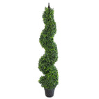 120cm (4ft) Tall Artificial Boxwood Tower Tree Topiary Spiral Metal Top in Metal