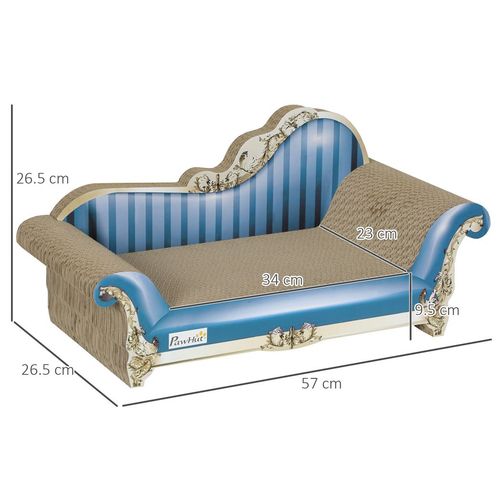 2 in1 Cat Scratcher with Catnip, Cardboard Lounge Bed, Blue
