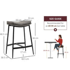 Upholstered Bar Stools Set of 2 - Curved Seat - Grey