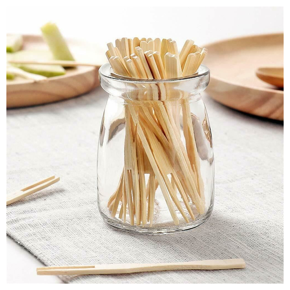 50-Pack Eco-Friendly Bamboo Skewer Forks - Ideal for BBQs, Parties, and More
