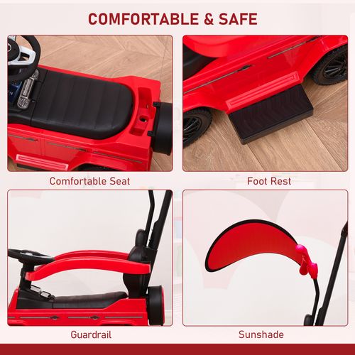 3 in 1 Kids Children Ride on Push Car Toddler Sliding Car Licensed Walker Foot to Floor Slider Push-Along with Horn Steering Wheel NO POWER Manual, Red