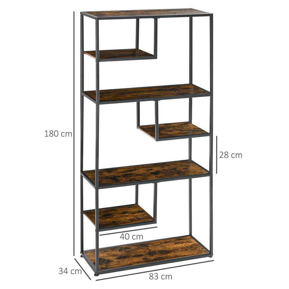 7 Tier Storage Shelves, Free Standing Book Shelf for Study, Living Room
