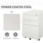 Mobile Vertical File Cabinet Lockable Metal Filling Cabinet with 3 Drawers Anti-tilt Design for Letter A4 Legal Size Fully Assembled Except Casters White