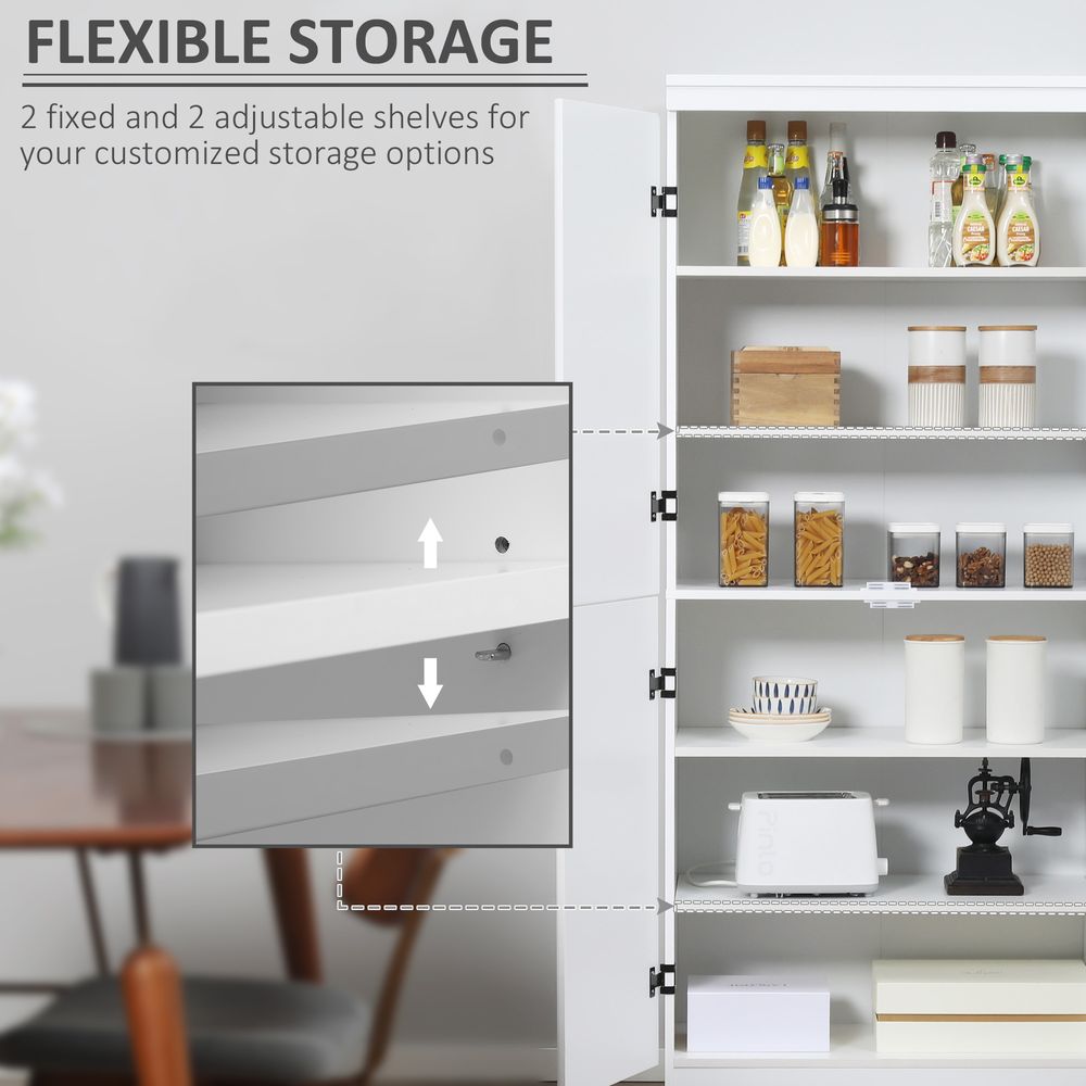4-Door Kitchen Cabinet - White - Modern Design - Ample Storage