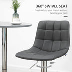 Adjustable Bar Stool Set of 2 - Grey, Swivel with Footrest