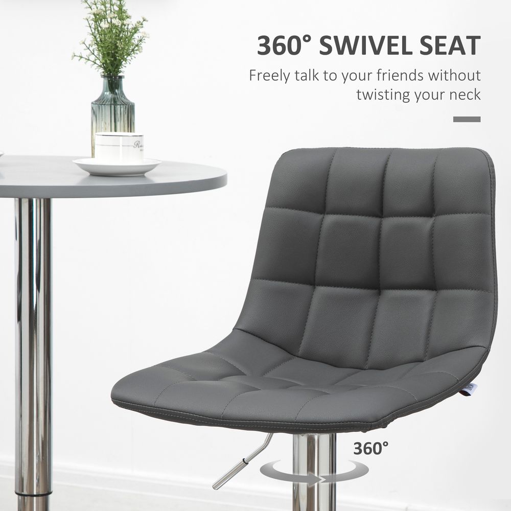 Adjustable Bar Stool Set of 2 - Grey, Swivel with Footrest