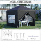 3x3m Pop Up Gazebo Party Tent Canopy - Black
