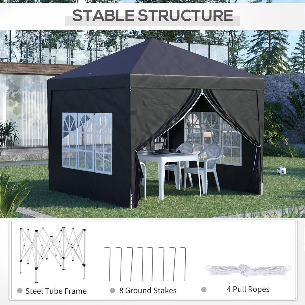 3x3m Pop Up Gazebo Party Tent Canopy - Black