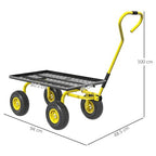 Garden Trolley Cart with Pneumatic Wheels and Rotating Handle, Yellow