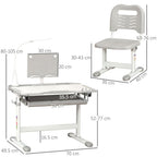 Premium Kids Study Desk Set - Adjustable Height, USB Lamp, Grey