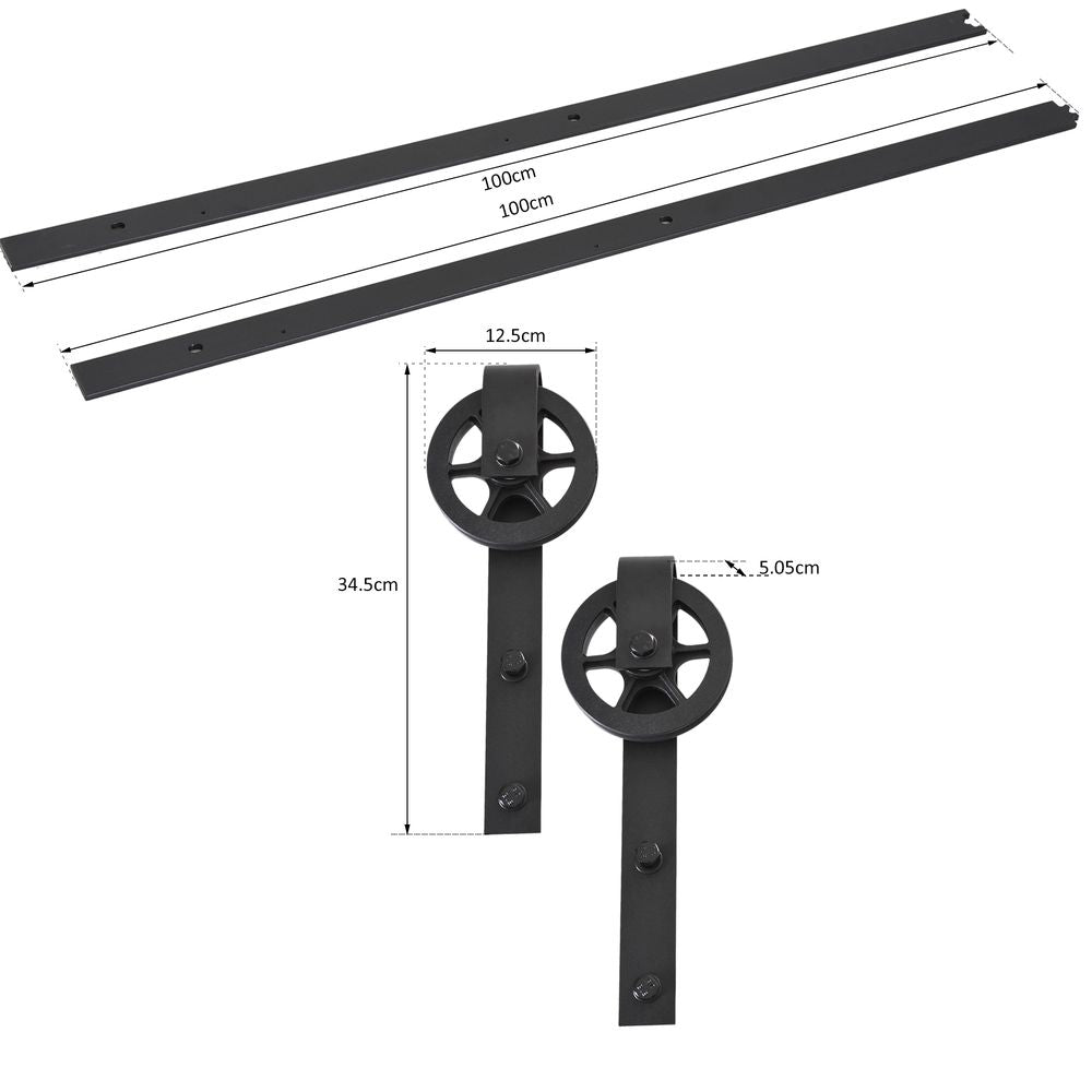 Wood Barn Door Hardware Kit - 6.6ft Sliding Track