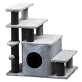 Dog Steps for Bed 4 Step Pet Stairs Cat House with Detachable Cover, Cat ladder for Sofa w/Hanging Balls - Grey