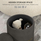 Round Pouffe, Storage Footstool with Cushioned Top, Hidden Space with Multifunctional Detail