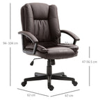 Office Chair, Faux Leather Computer Desk Chair, Mid Back Executive Chair with Adjustable Height and Swivel Rolling Wheels for Home Study, Brown