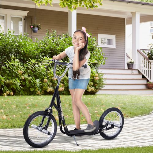 Teen Scooter Children Stunt Scooter 16" Tyres Adjustable Height, Black