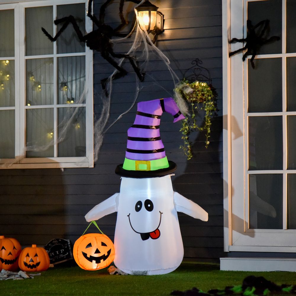 1.2m Witch Ghost Halloween Inflatable LED Pumpkin Lantern Weather-Resistant
